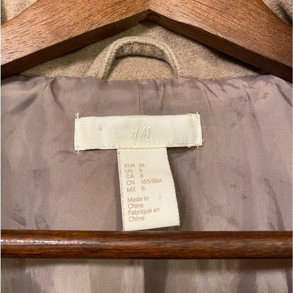 H&M tan dress pea coat size 8 - Picture 4 of 12